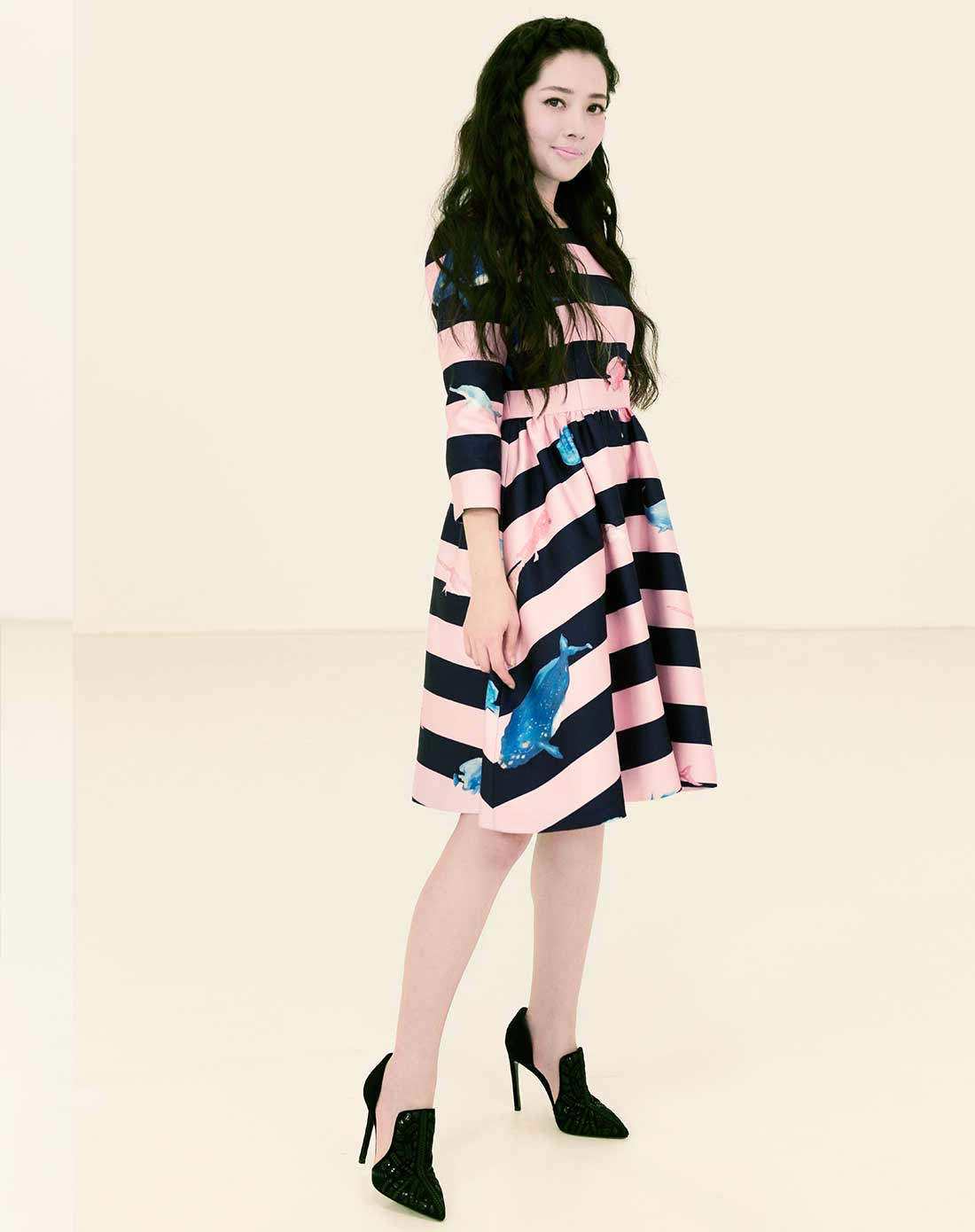 d2c 李薇 《女神新装》海底世界系列印花大裙摆连衣裙