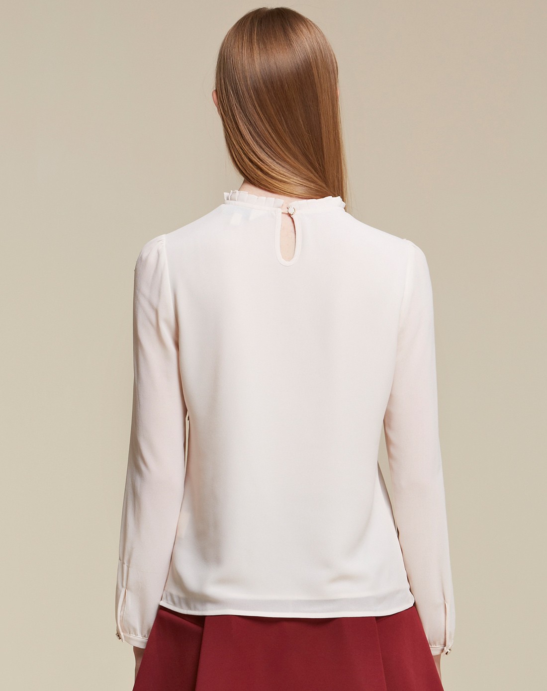 osa浅粉杏色小立领蕾丝绣花衬衫sc5510114059a_唯品会