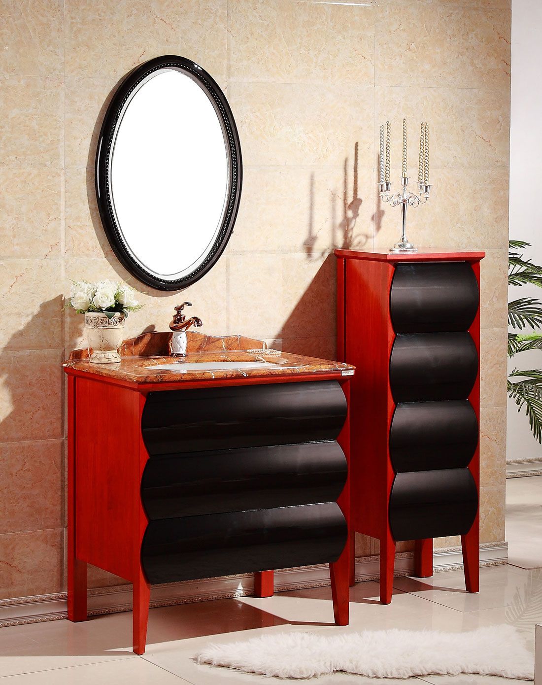 蓝藤精装实木落地浴室柜2882