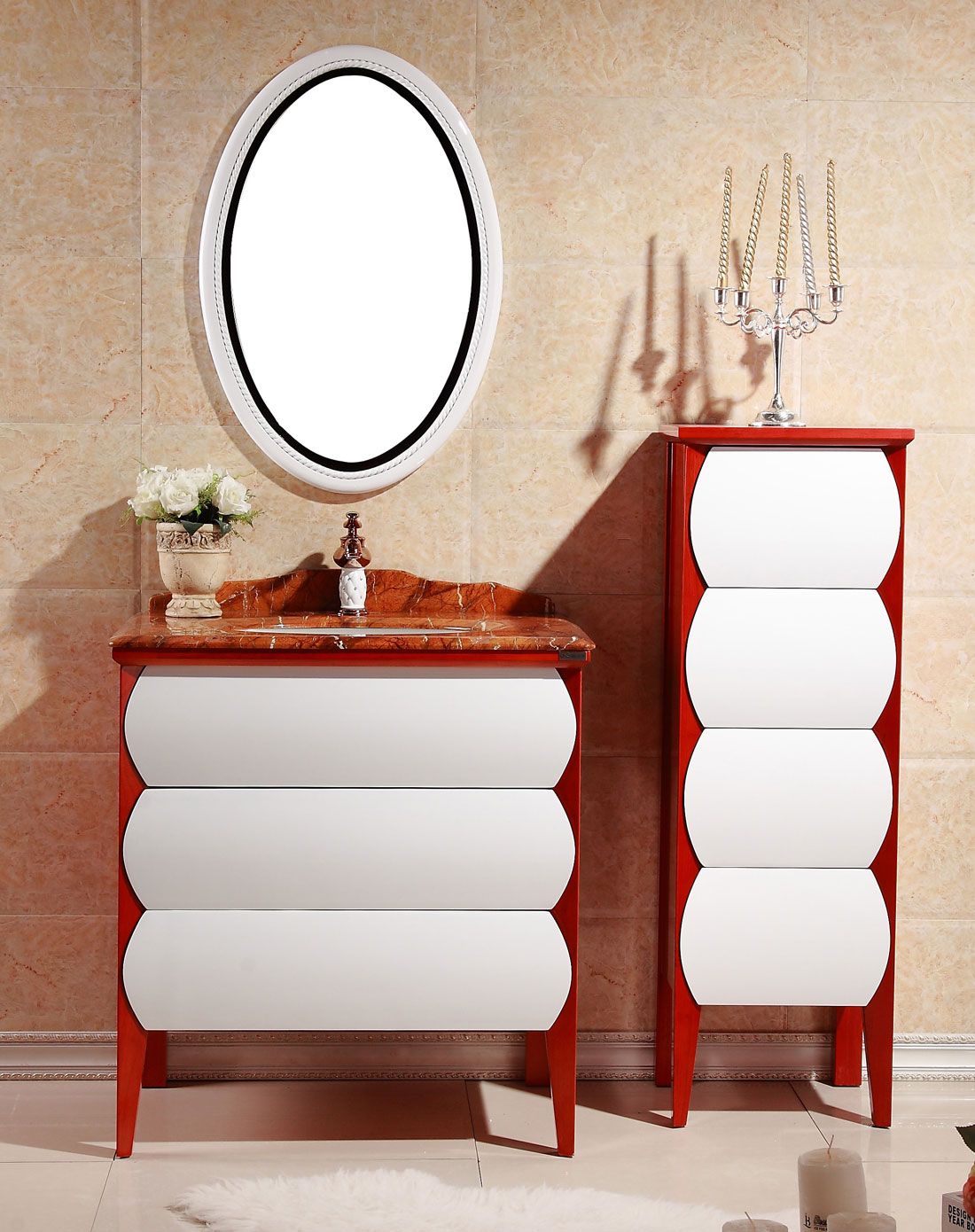 蓝藤精装实木落地浴室柜2882