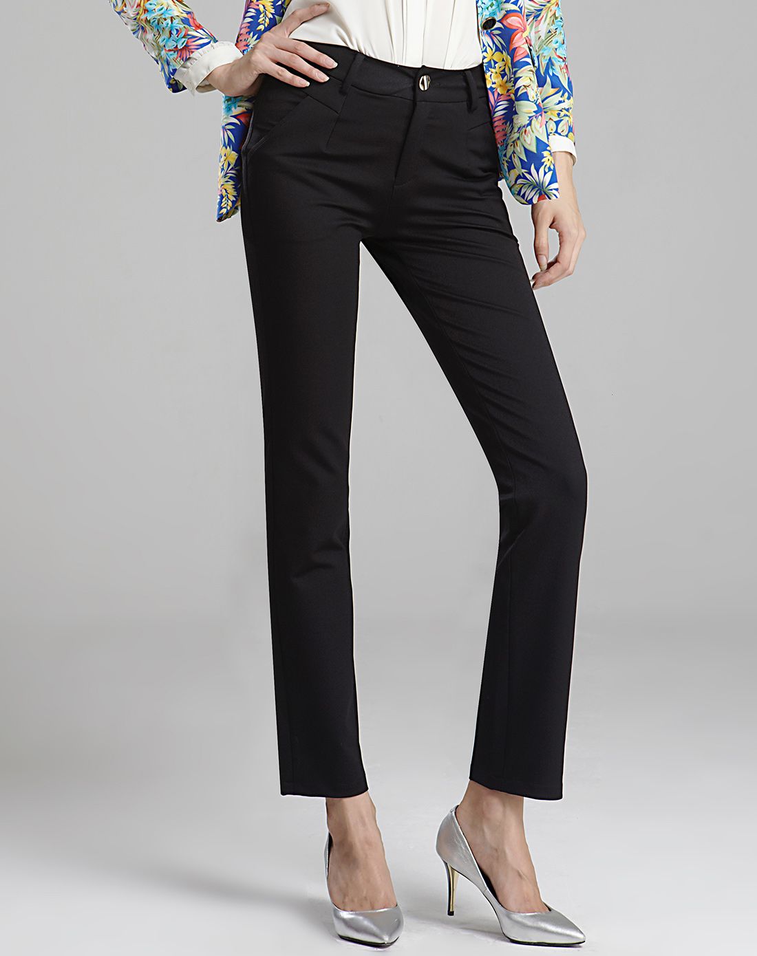 娅丽达yerad女裤移动端专场黑色简约直筒裤cc30fa0_唯品会