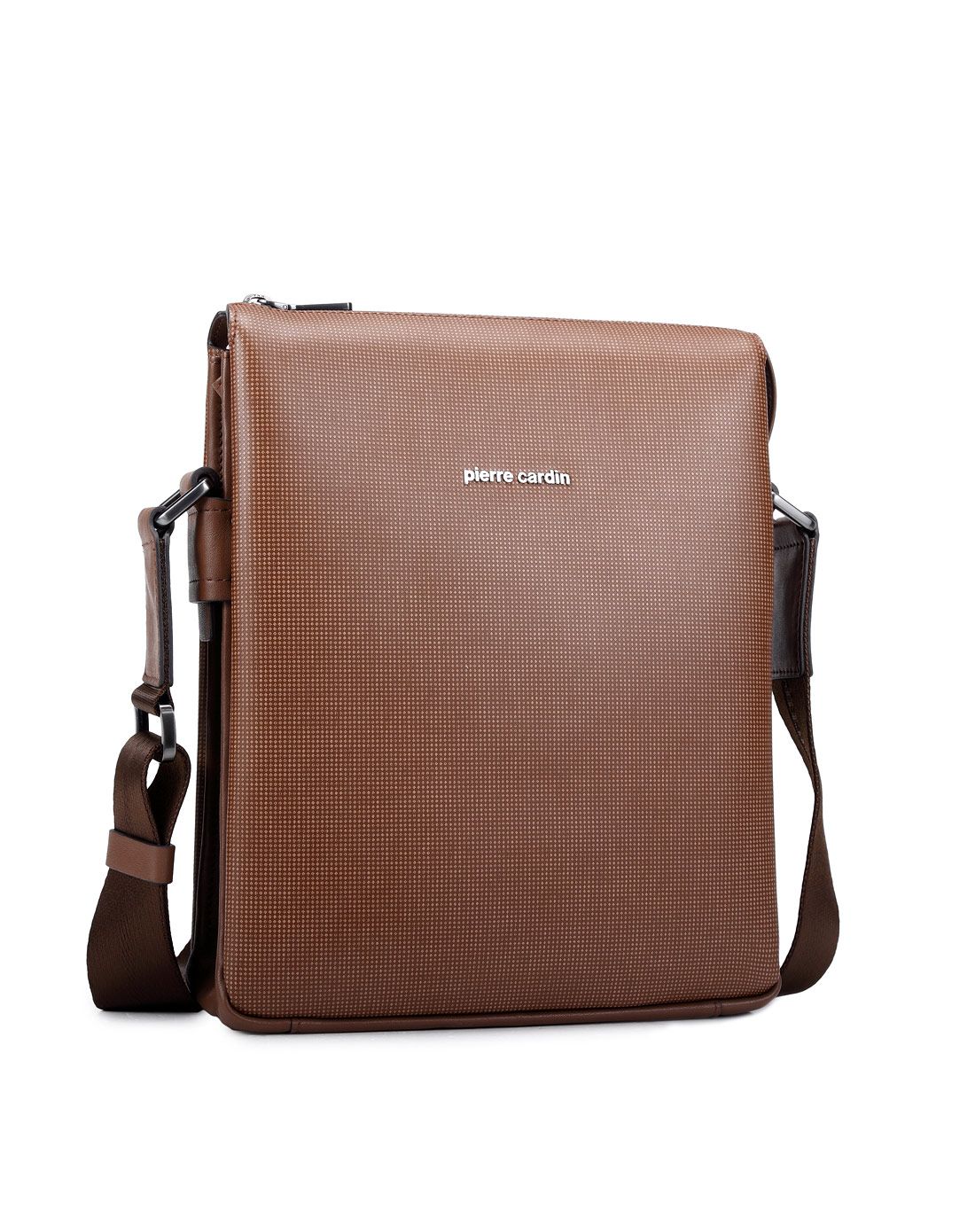 经典时尚格点纹全皮男士斜挎包