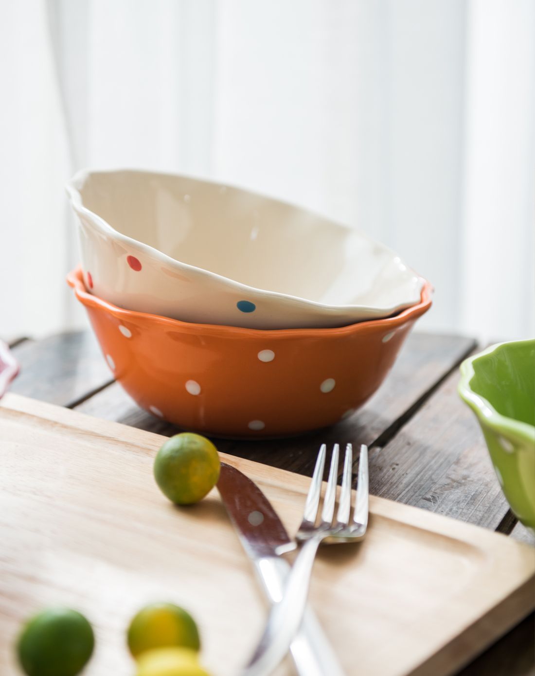 波点时尚 7英寸花边碗 两件起售(颜色可混选)