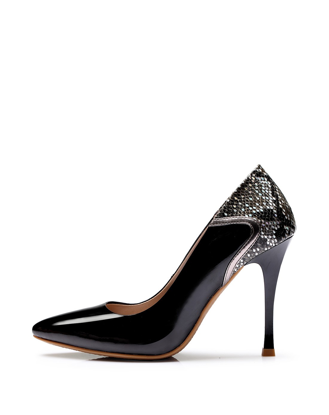 2015新品雅致黑高跟浅口单鞋