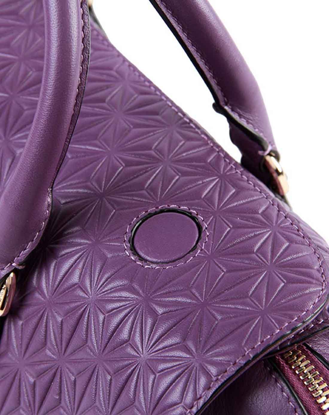 女士紫色牛皮手拎单肩包