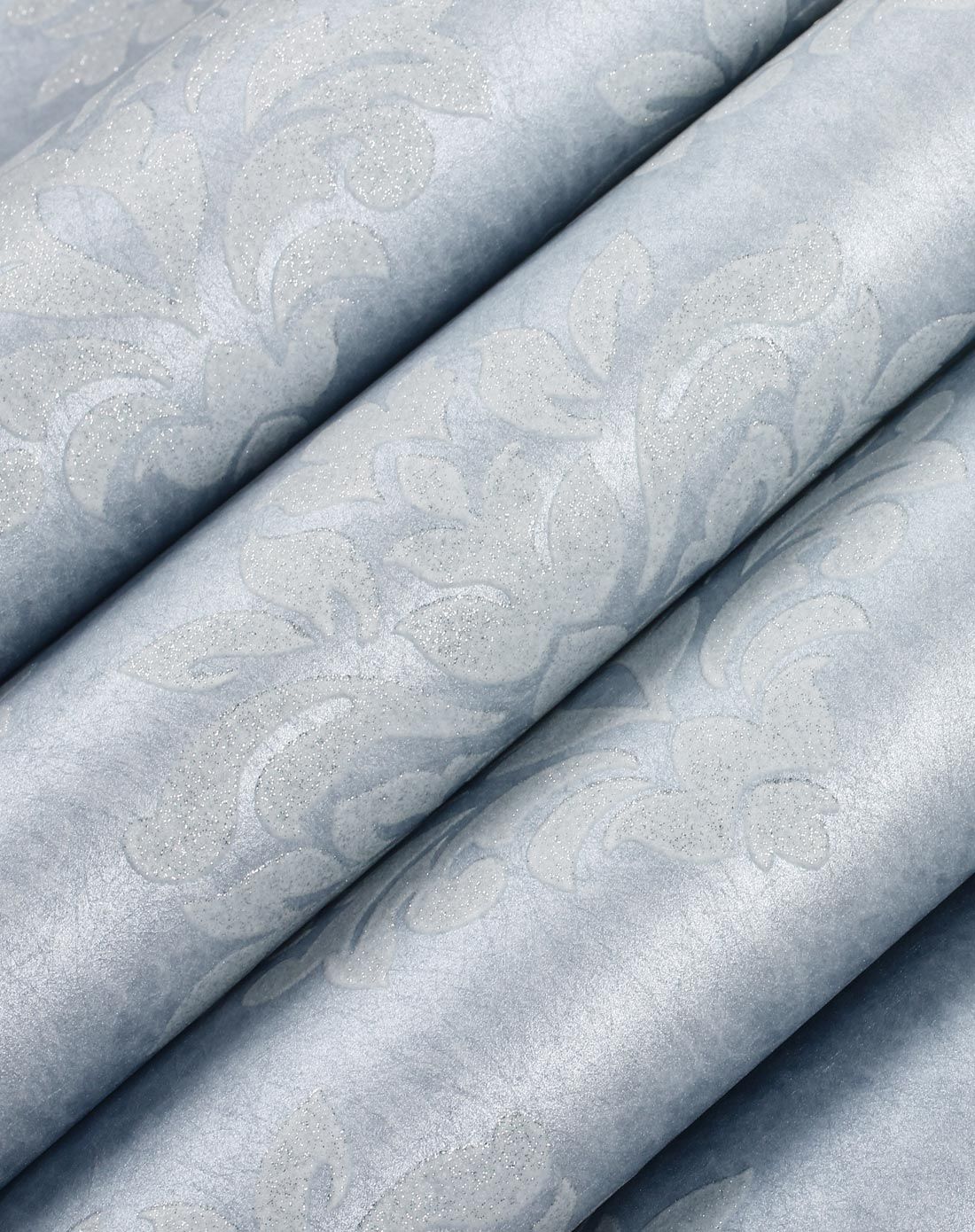 欣旺植绒墙纸无纺布卧室客厅壁纸-灰蓝