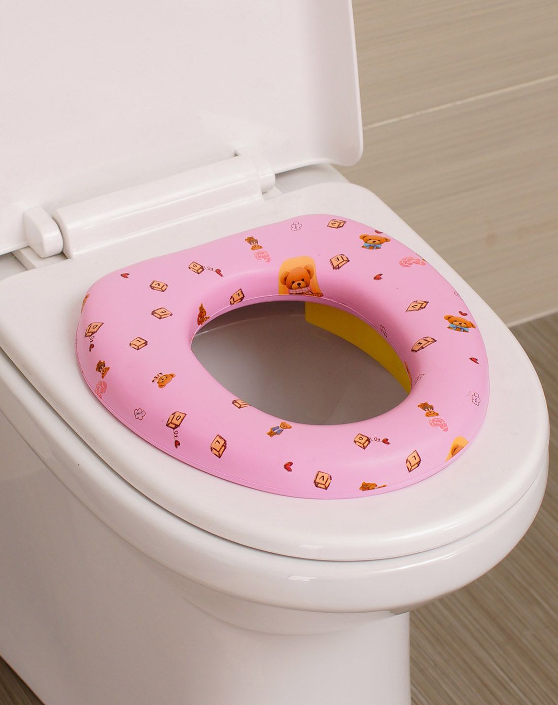 韩国制婴幼儿童加厚软垫马桶圈(粉色小熊)