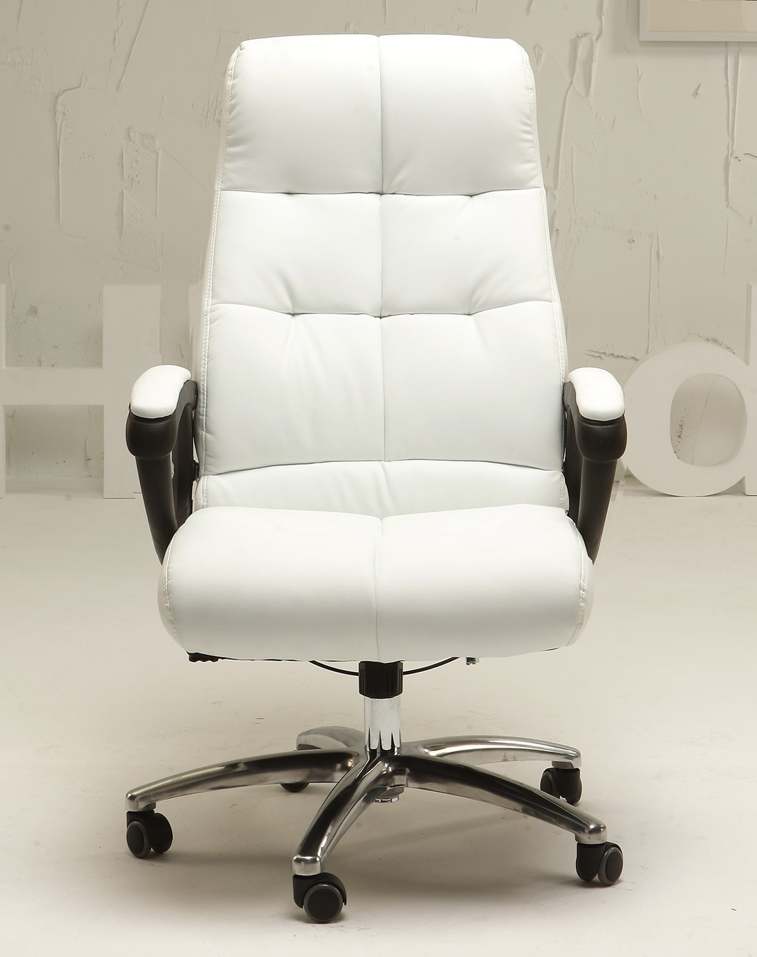 可躺靠背皮艺电脑椅 舒适办公椅 白色