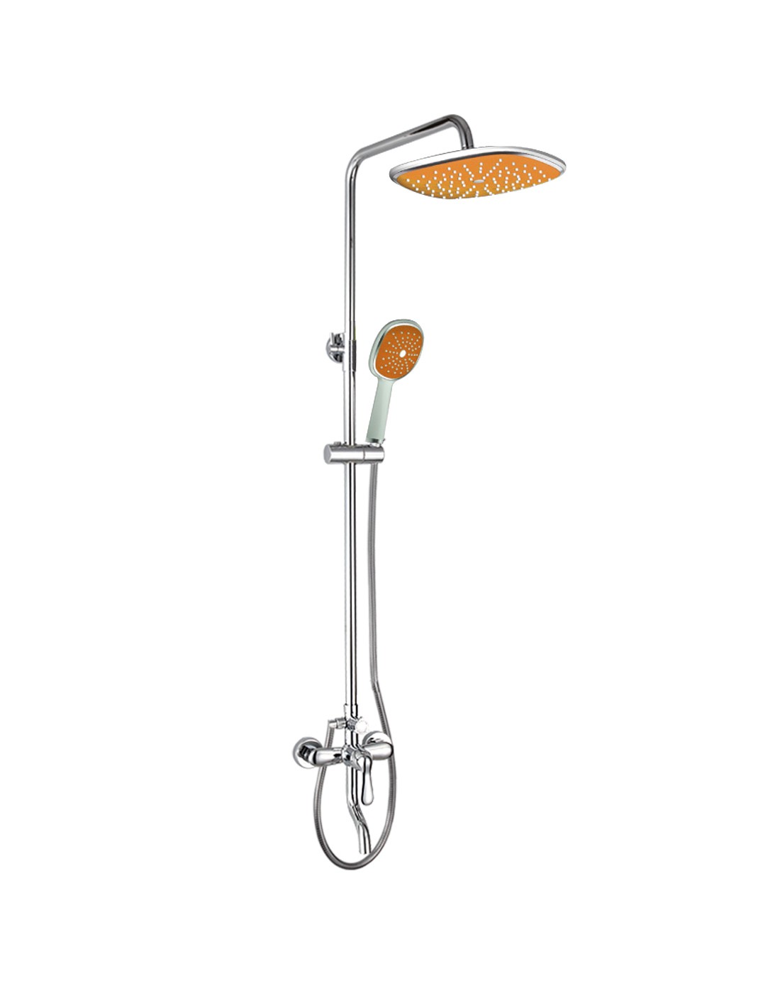 活力橙超大方型炫彩花洒流线型设计