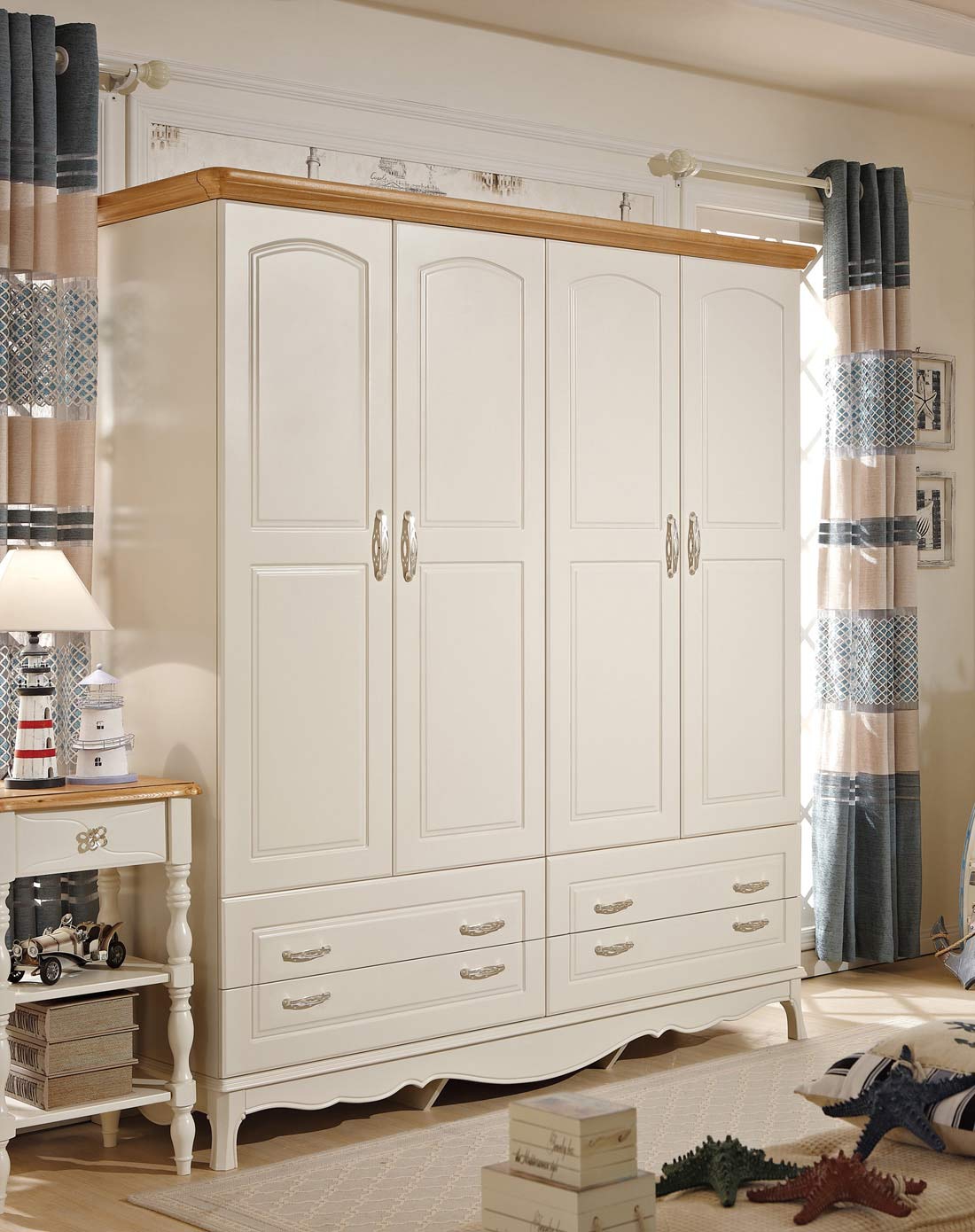 四门大抽简欧田园衣柜