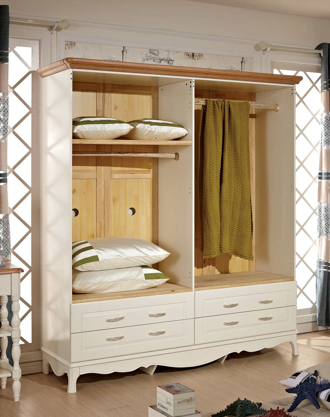 四门大抽简欧田园衣柜